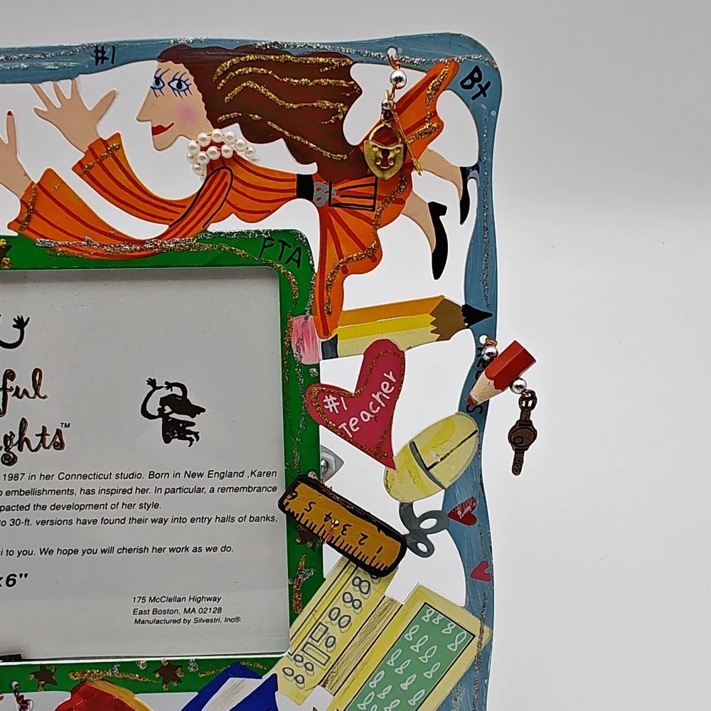 Karen Rossi Silvestri Fanciful Flights‎ Teacher Frame 4x6 School Bus Vintage